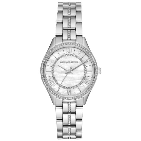 michael kors silver tone dial ladies watch|Mini Lauryn Pavé Silver.